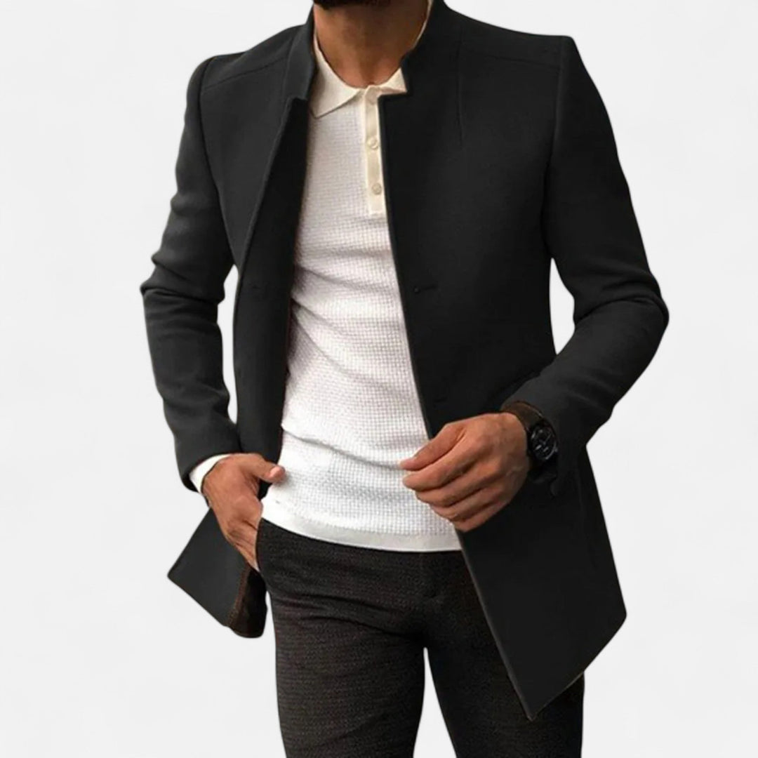 Roselains | Men’s Tailored Coat – Classic Solid Comfort