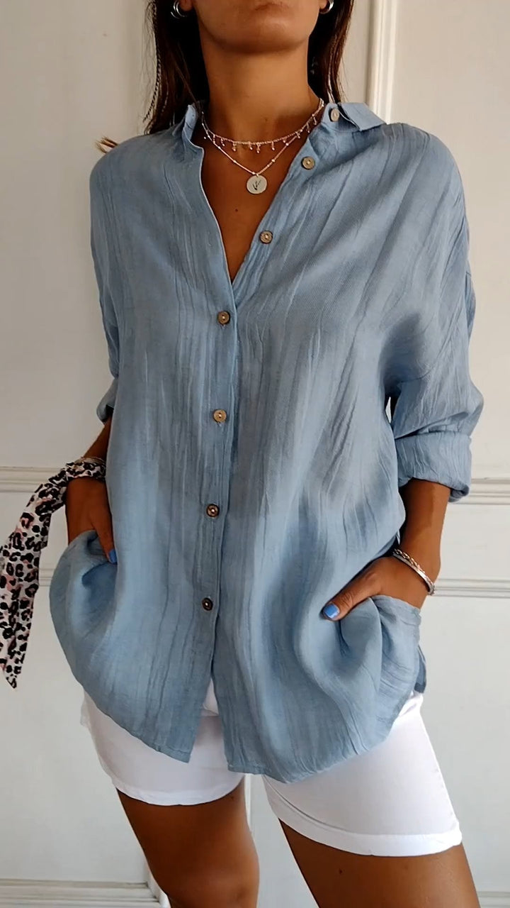 Clara - Elegant Solid Color Commuter Blouse