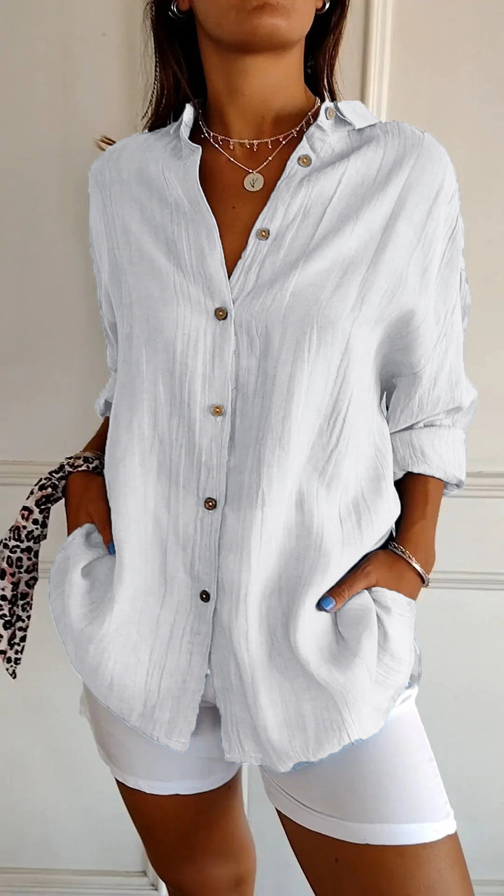 Clara - Elegant Solid Color Commuter Blouse