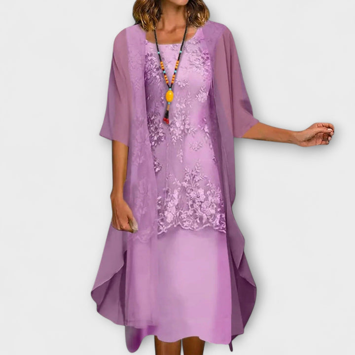 Knee Length Dress with Smocked Waist - Work to Dinner Dress