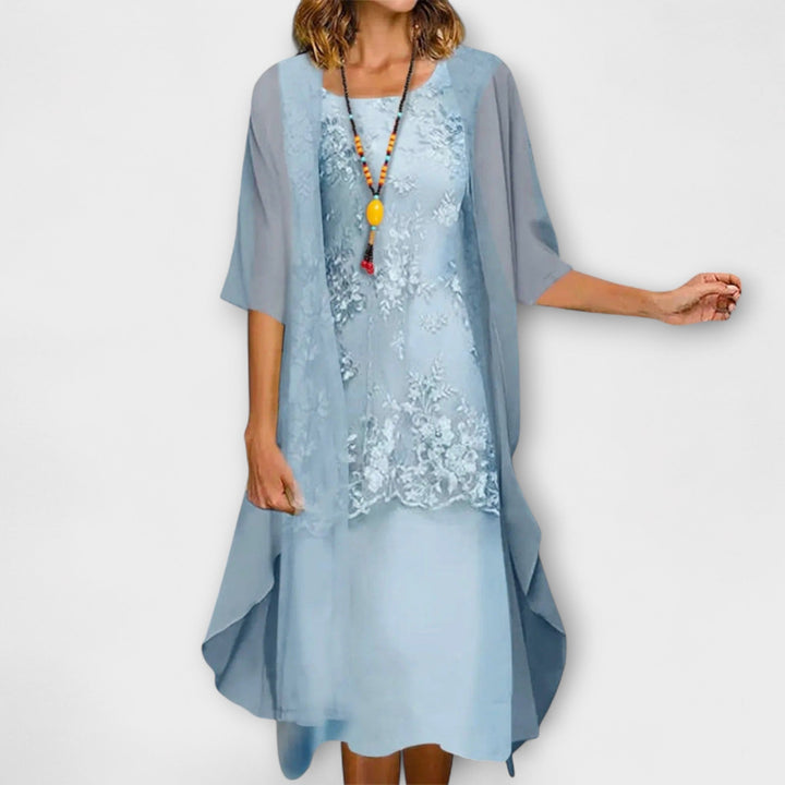 Knee Length Dress with Smocked Waist - Work to Dinner Dress