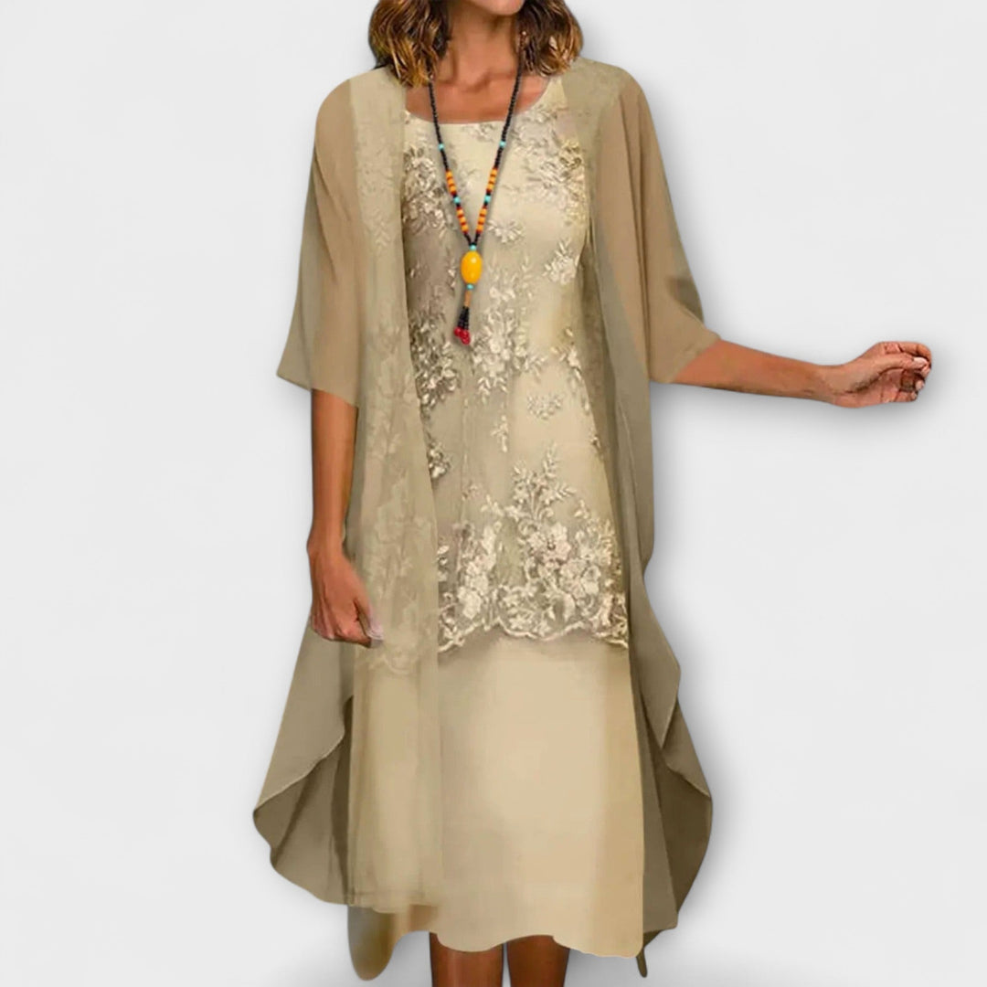 Knee Length Dress with Smocked Waist - Work to Dinner Dress