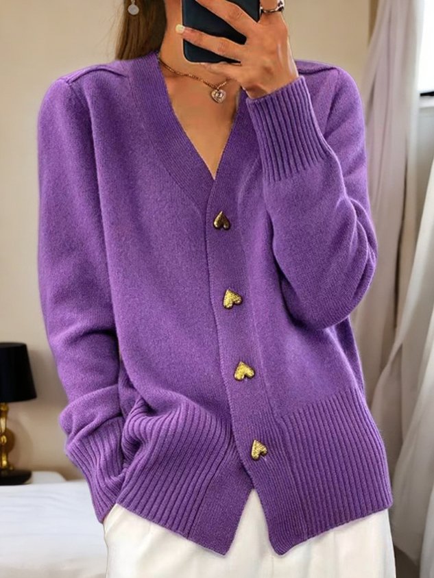Armelle | Elegant Heart Button Cardigan