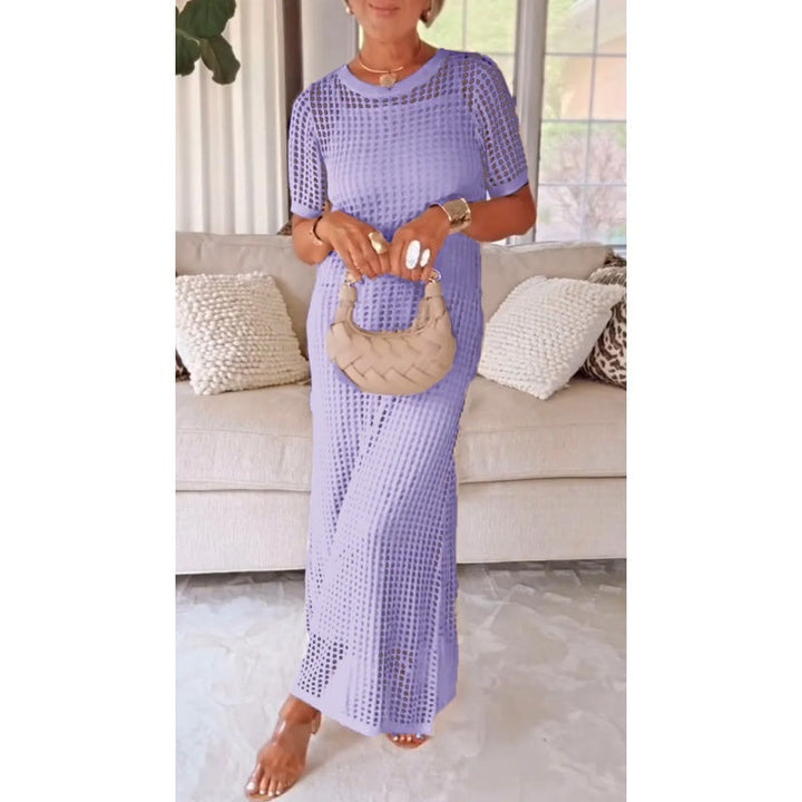 Cut-Out Maxi Dress with Inner Slip - Layered Long Dress