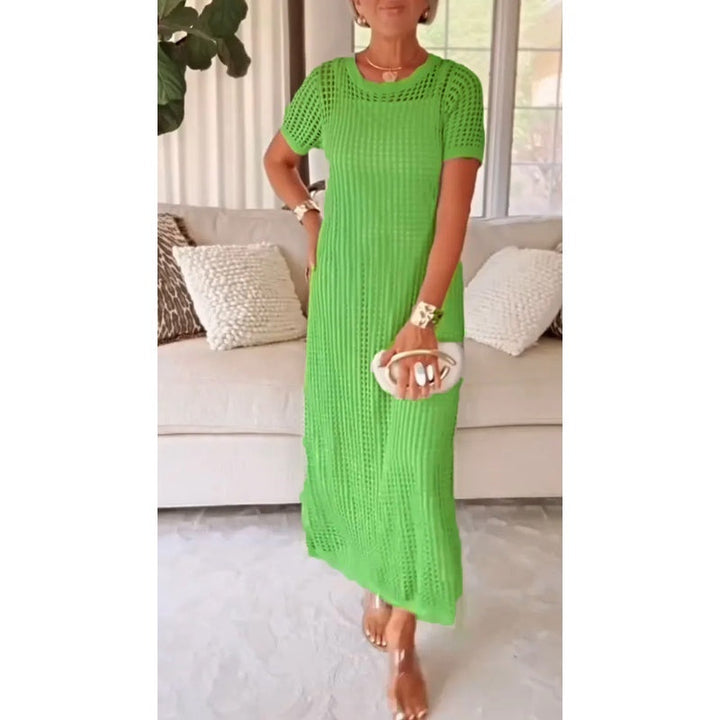 Cut-Out Maxi Dress with Inner Slip - Layered Long Dress