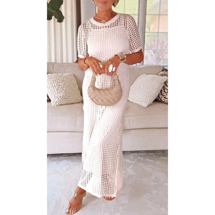Cut-Out Maxi Dress with Inner Slip - Layered Long Dress