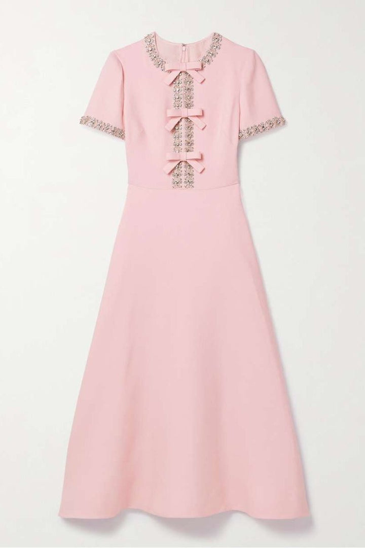 Midi Dress with Bow Details for Wedding Guest and Special Events