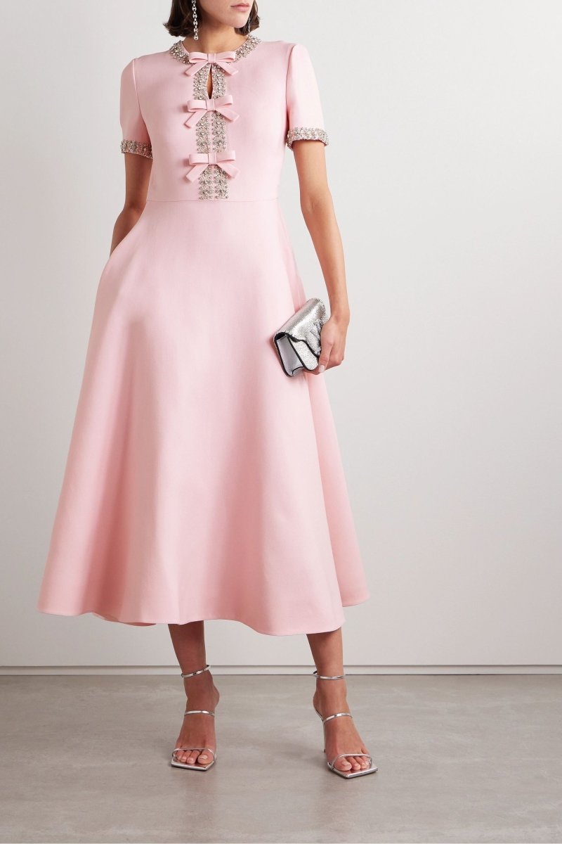 Midi Dress with Bow Details for Wedding Guest and Special Events